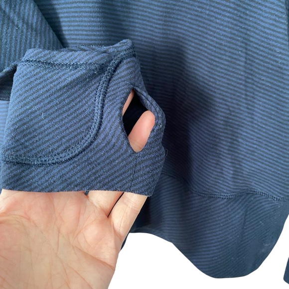 Lululemon Half Zip Navy Striped Athletic Workout Runningg Yoga Sweatshirt Top 6 - Picture 7 of 9